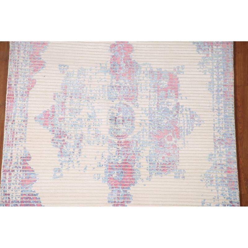 Abstract Accent Rug Hand-Knotted Striped Wool Carpet - 3'11"x 5'6"