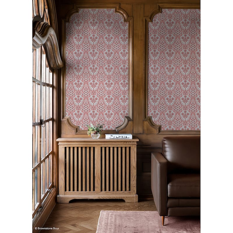 NuWallpaper Brownstone Boys Brownstone Blooms Brick and Sky Peel and Stick Wallpaper - N/A
