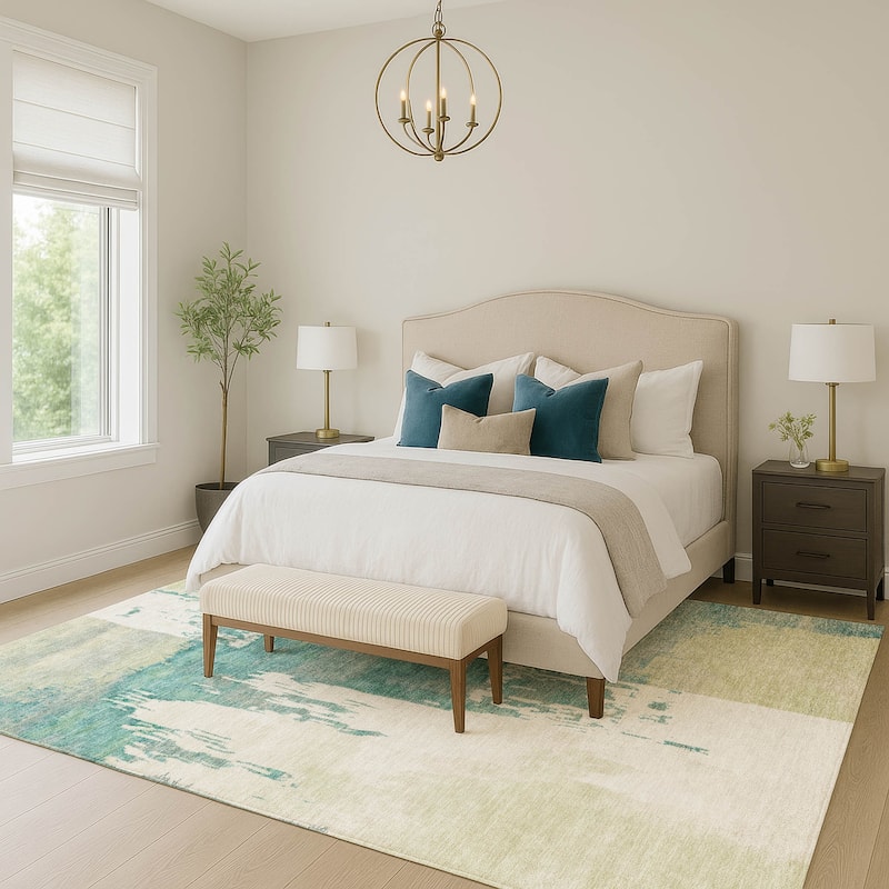 Machine Washable Indoor/ Outdoor Contemporary Fusion Chantille Rug