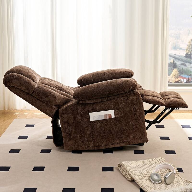 Mixoy Velvet Power Lift Recliner Chair,Dual Motor Heat Massage Electric Recliners Arm Chair with Remote