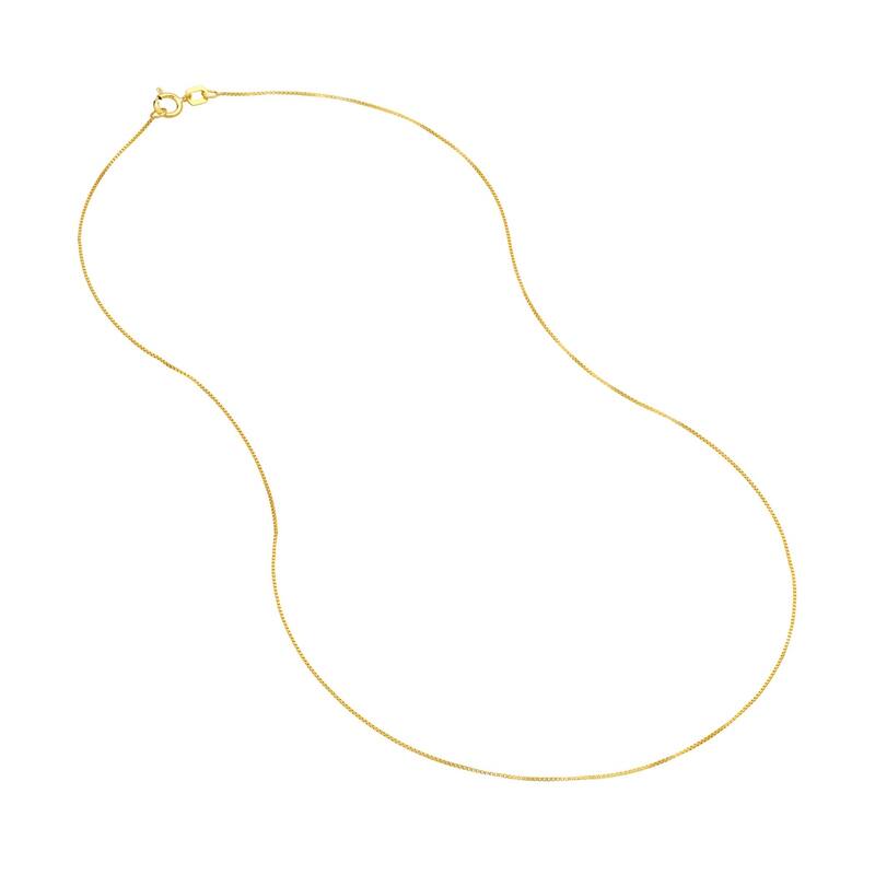Curata 14k Yellow Gold 0.55mm Box Chain Necklace With 5mm Square (Spring Ring)
