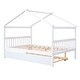 preview thumbnail 22 of 34, Full Size Wooden House Bed with Twin Size Trundle Bed Frame for Kids, Teens, Girls, Boys No Box Spring Needed, Easy Assembly