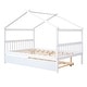 preview thumbnail 6 of 9, White Full Size Wooden House Playhouse Platform Bed with Twin Trundle