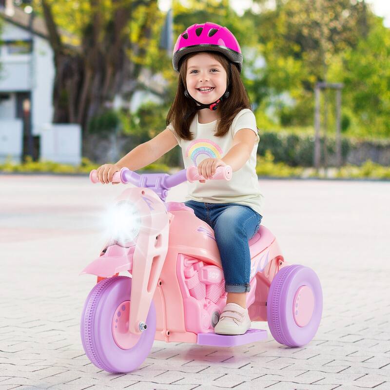 Gymax 6V Kids Bubble Car Electric Ride on Motorcycle w/ Music Button &