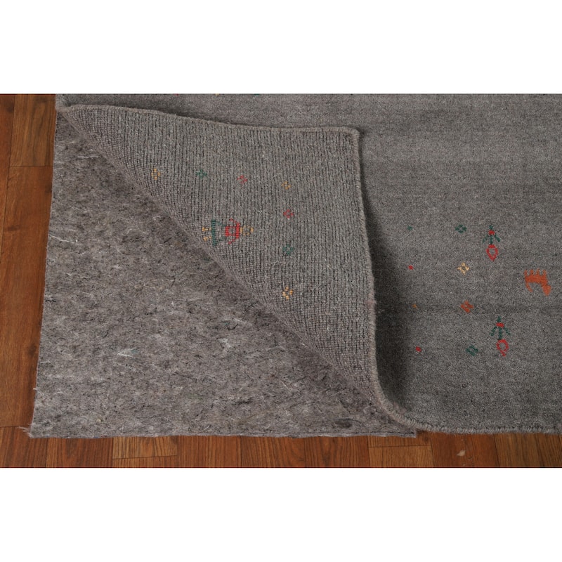 Hand Knotted Oriental 100% Wool Carpet Tribal Tribal Greys & Charcoal Gabbeh Area Rug - 8' 3'' X 5' 1''