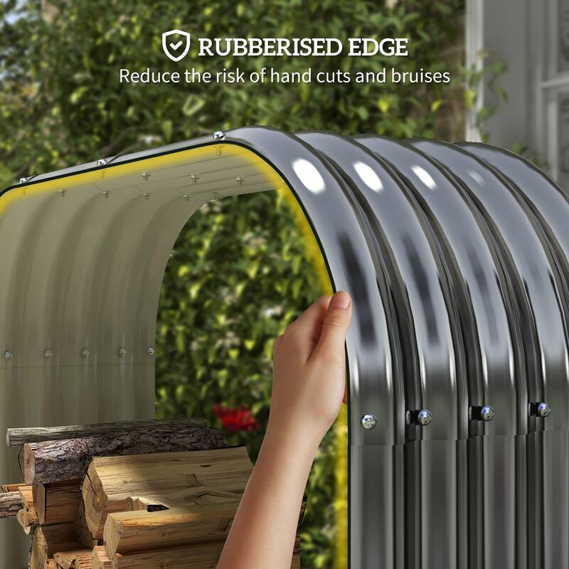 GDFStudio Outdoor Vireo Galvanized Steel Firewood Storage Shed