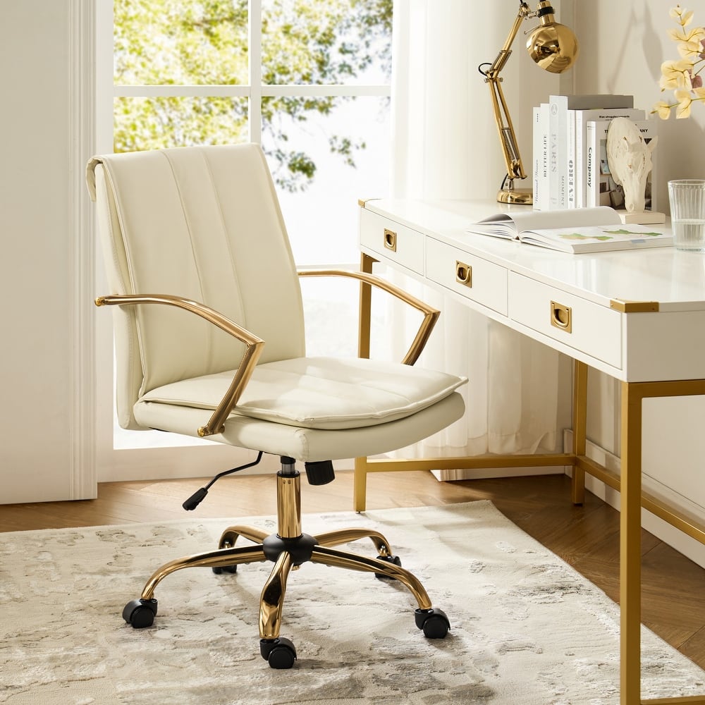 Ignacio Modern Leather Rocking Office Chair with Metal Base by HULALA HOME