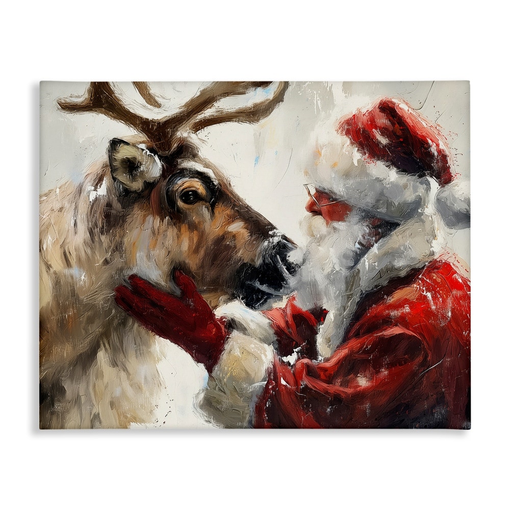 Stupell Traditional Santa & Reindeer Canvas Wall Art Design By Arlington Prints