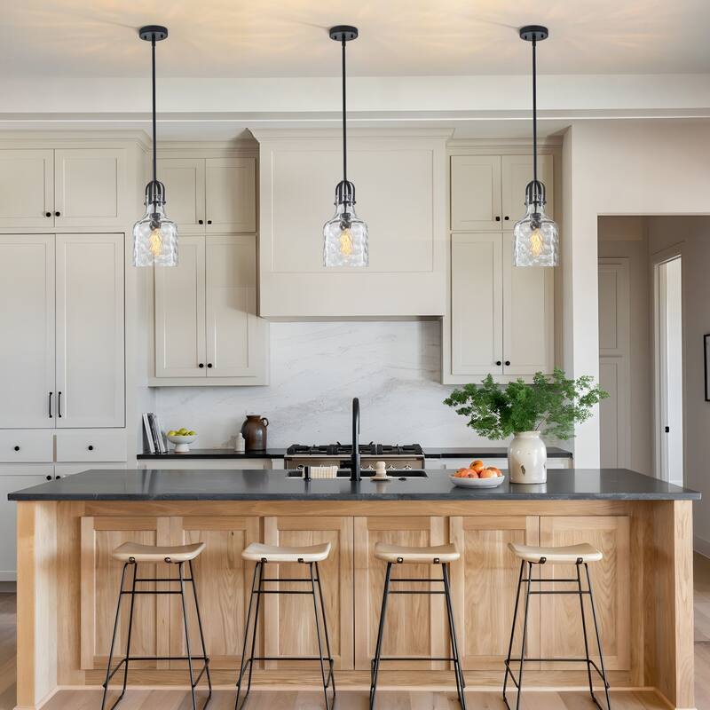 Starsky Modern 1-Light Clear Hammered Glass Pendant