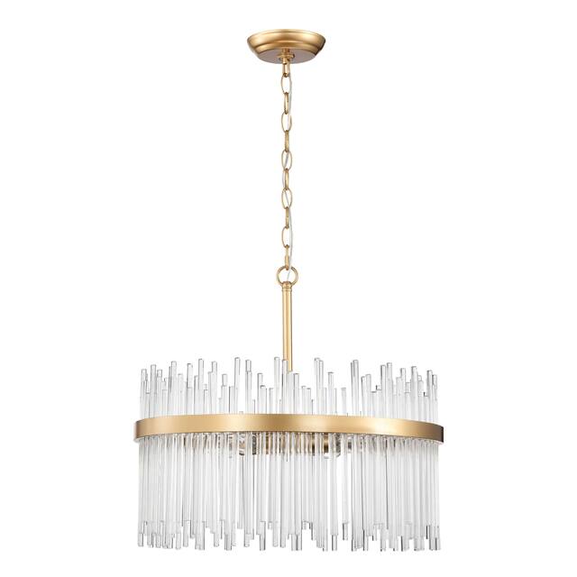 Casandra 5-light Shiny Bronze Chandelier with Clear Glass Bars - Shiny Bronze