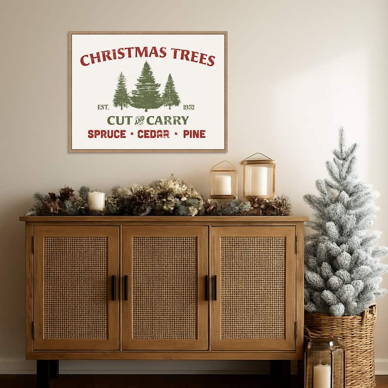 Christmas Farm Sign I by Victoria Barnes Framed Canvas Wall Art Print