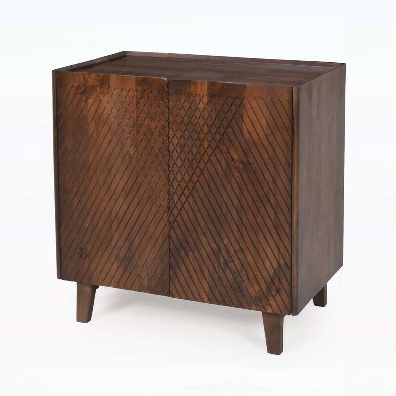 Wood Accent Cabinet with Adjustable Storage,Featuring Fluted Design and Space - Saving Function