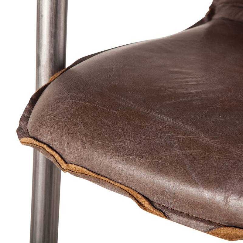 Chiavari Distressed Jet Brown Leather Dining Chair
