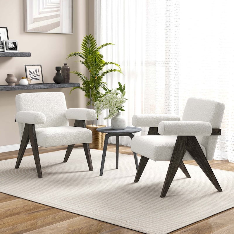 Set of 1/2 Modern Mid Century Accent Chair Upholstered Armchair