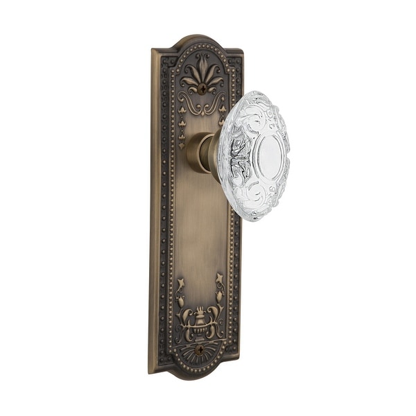 Nostalgic Warehouse MEACVI_PRV_234_NK Vintage Crystal Victorian Privacy Door Knob Set with Meadows Rose and 2-3/4" Backset