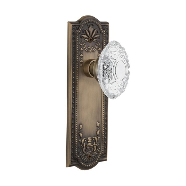 Nostalgic Warehouse MEACVI_PSG_238_NK Vintage Crystal Victorian Passage Door Knob Set with Meadows Rose and 2-3/8" Backset