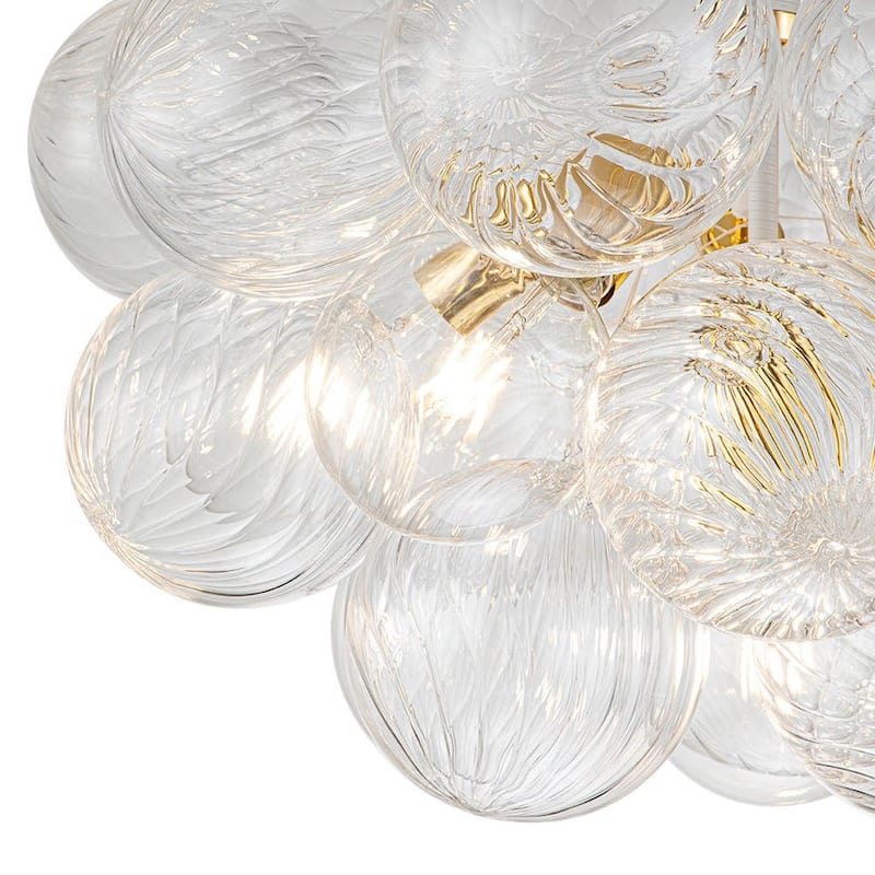 6-Light Swirled Glass Cluster Globe Chandelier - Dimmable
