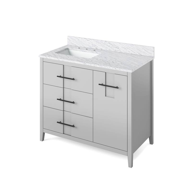 Jeffrey Alexander VKITKAT42R-MARBLE Katara 42" Free Standing Vanity - Grey / White Carrara