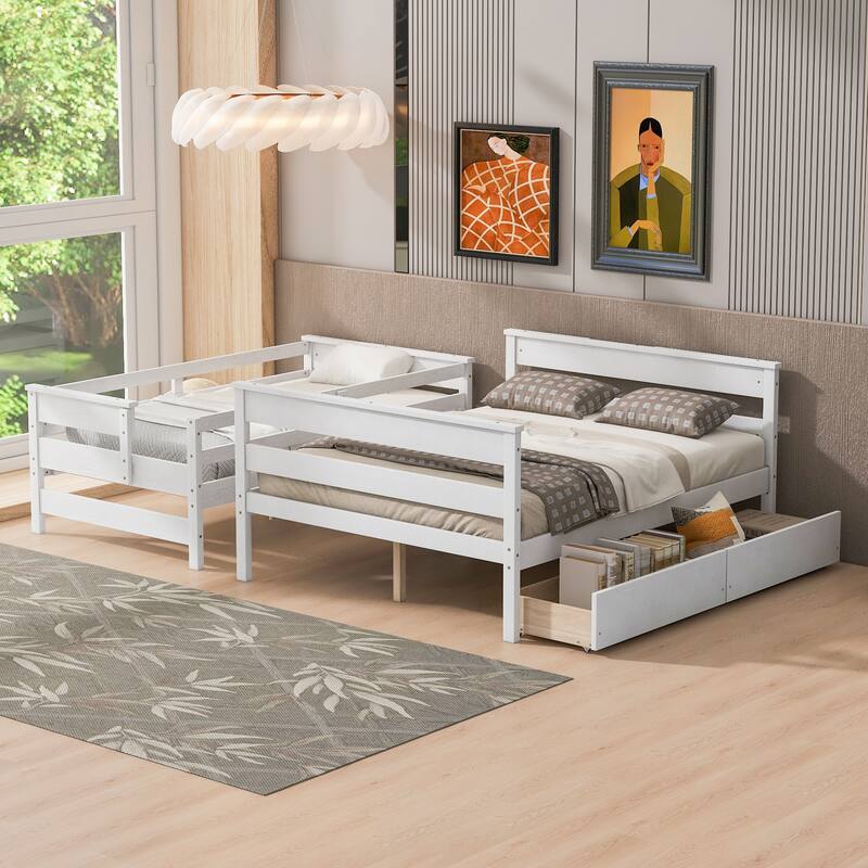 Twin over Full Bunk Bed with 2 Drawers or Trundle