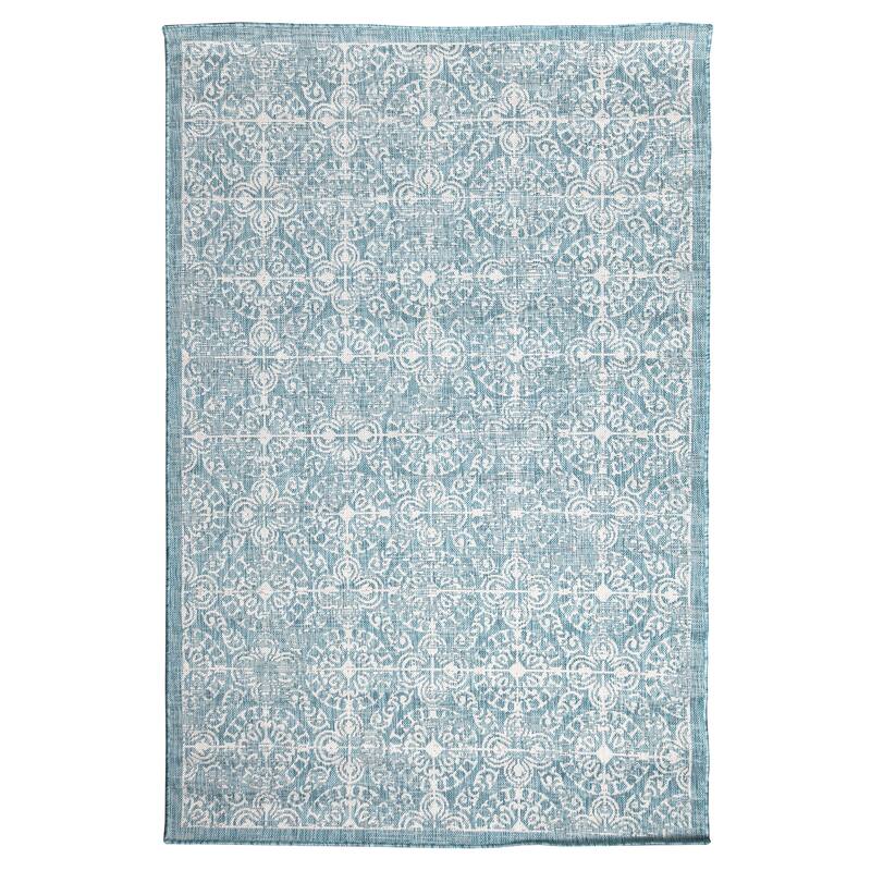 Liora Manne Carmel Antique Tile Indoor/Outdoor Rug - 3'9" x 5'7" - Aqua