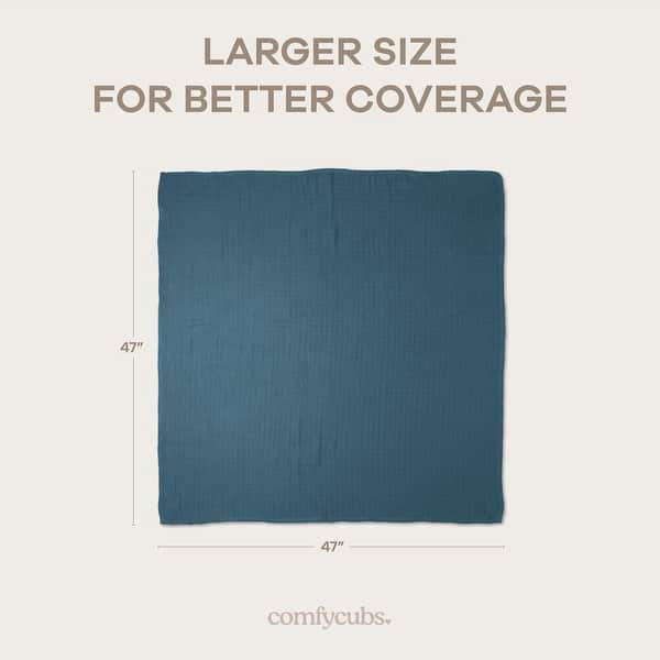 dimension image slide 8 of 9, Muslin Swaddle Blankets, Pack of 4, 47" x 47" by Comfy Cubs