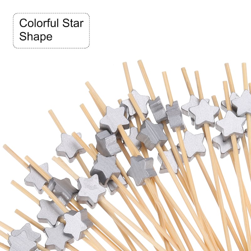 Bamboo Cocktail Toothpicks Star Drink Picks Skewer 100Pcs - 4.72"