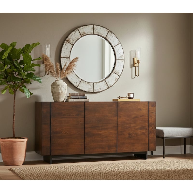 Quinn Contemporary Hardwood Storage Sideboard by Sevita - 70" W x 18" D x 34" H - Wood - 70" W x 18" D x 34" H - Bown