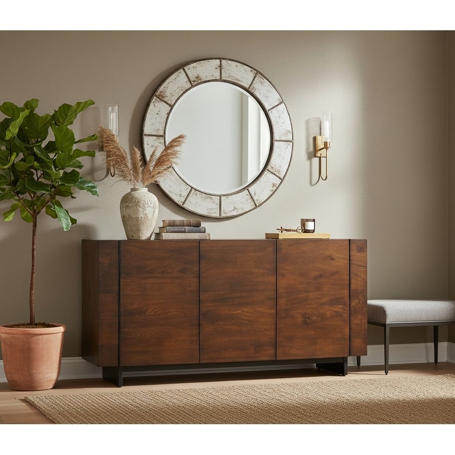 Quinn Contemporary Hardwood Storage Sideboard by Sevita - 70" W x 18" D x 34" H
