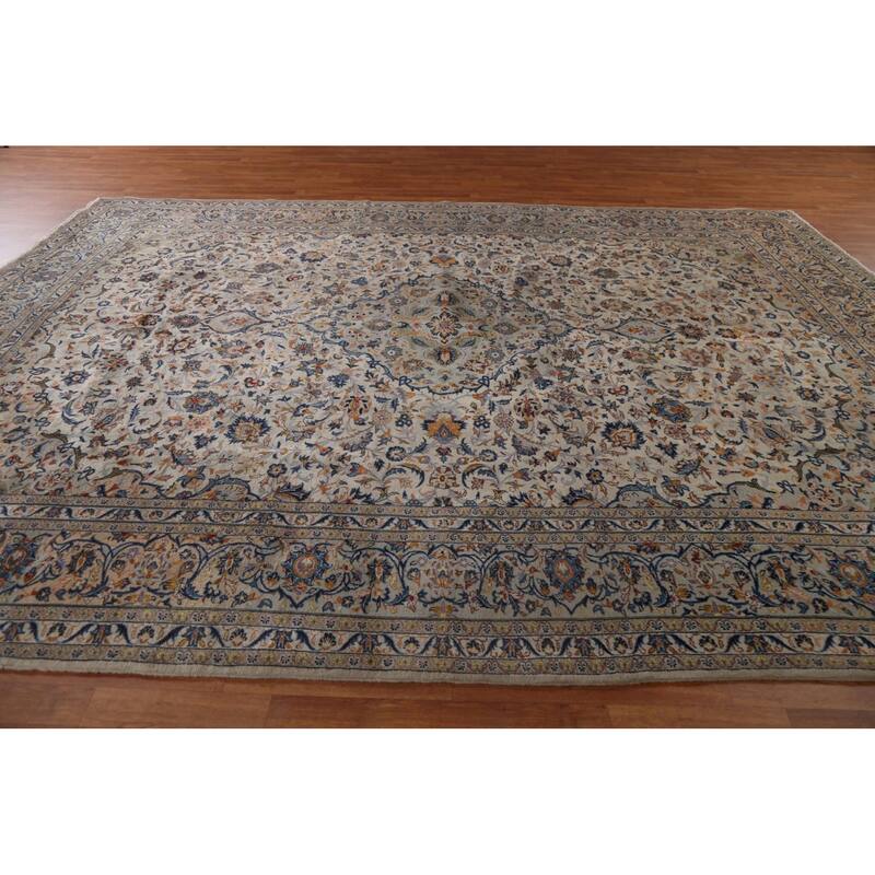 Kashan Persian Traditional Floral Area Rug Hand-knotted Wool Carpet - 9'8" x 12'8"