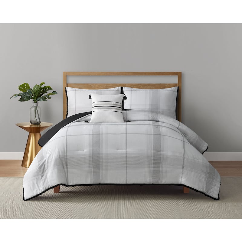 Hannah 4 Piece Reversible Comforter Set - King - Black