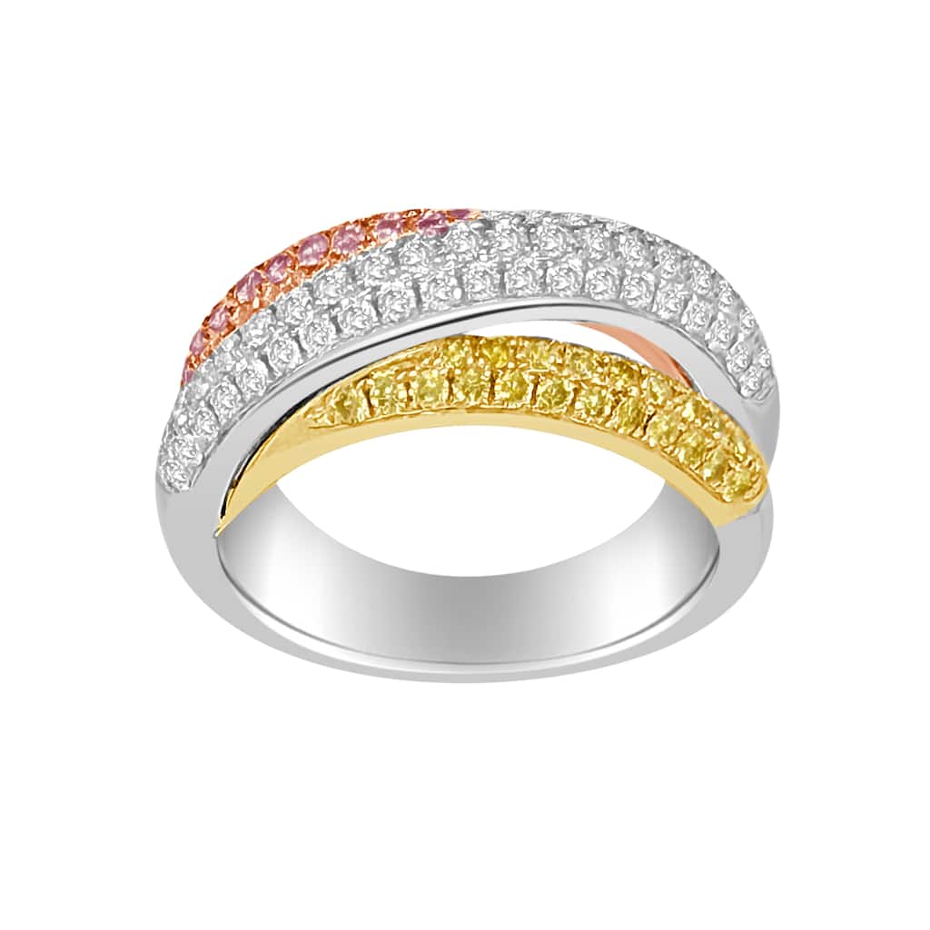 Auriya 14k Gold Lab Grown Diamond Tri-Color Rolling Band 1.07 ct. tw. (F-G, VS)