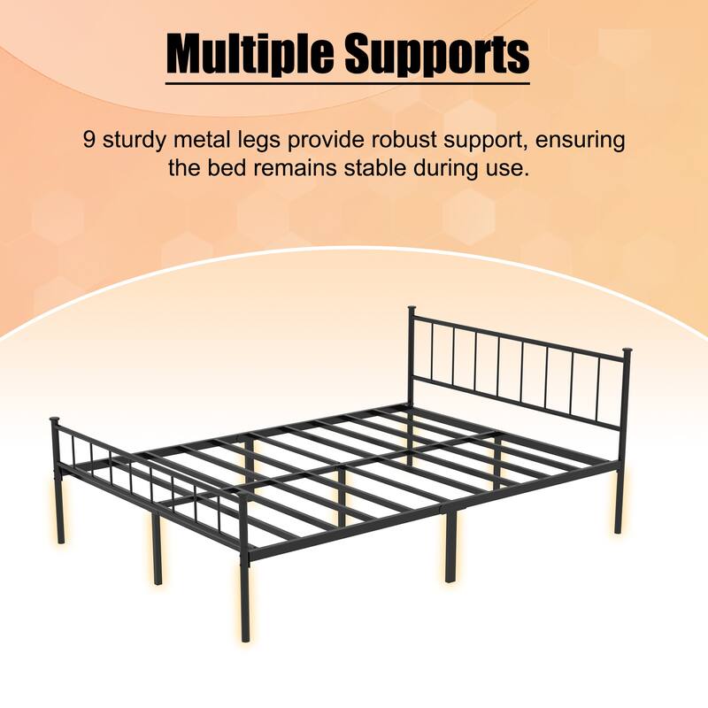 Queen Size Bed Frame, Headboard and Footboard,Structurally Stable, Under Bed Storage,No Box Spring Needed