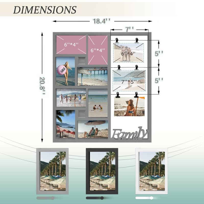 11 Opening Multi Compartment Display Photo Frame