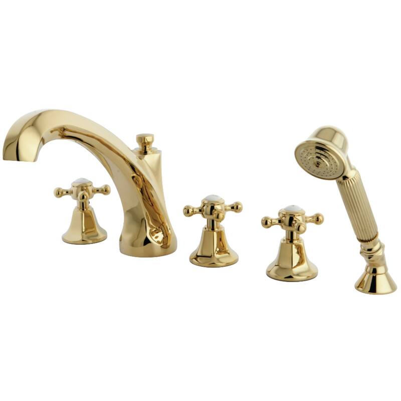 Metropolitan 5Hole Deck Mount Roman Tub Faucet with Hand Shower Bed