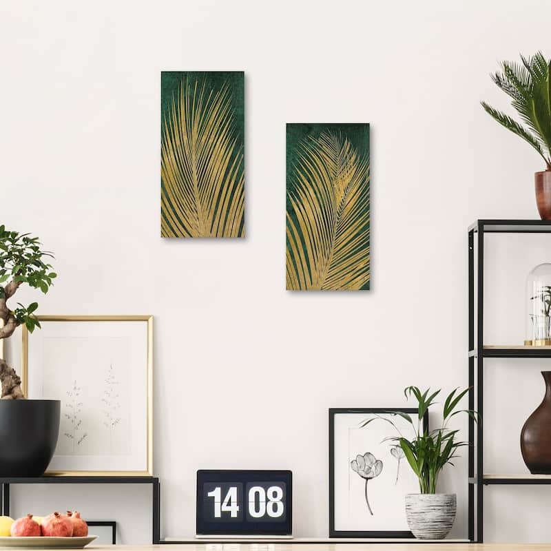 Golden Palm I & II by Natalie Carpentieri Set of 2 Canvas Art Prints