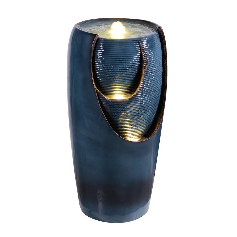 LED Lighted Bubbling Outdoor Garden Water Fountain - 28.5"