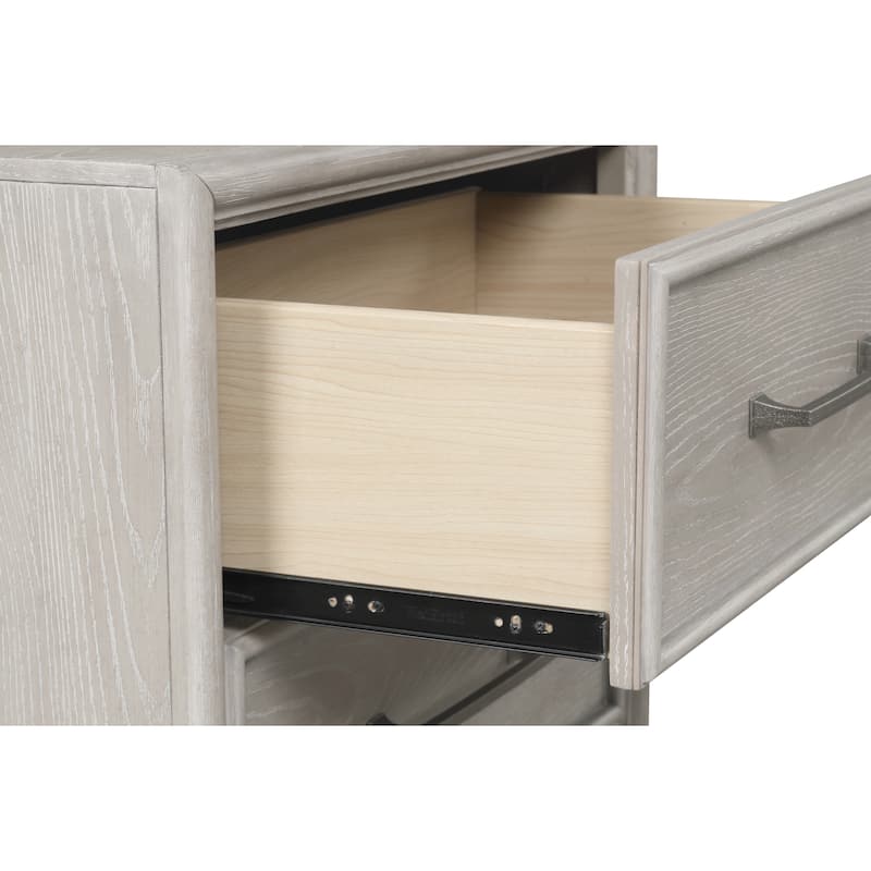 Roundhill Furniture Seluna 6-Piece Bedroom Set with Touch LED Lighting, Gray Oak Finish