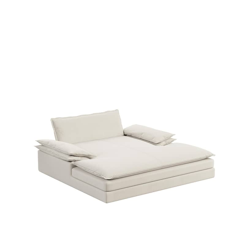 80" Oversized Double Chaise Lounge Chair, Modern Chenille Upholstered Lounge Chair with Wide Armrests, Stylish Living Room Chair