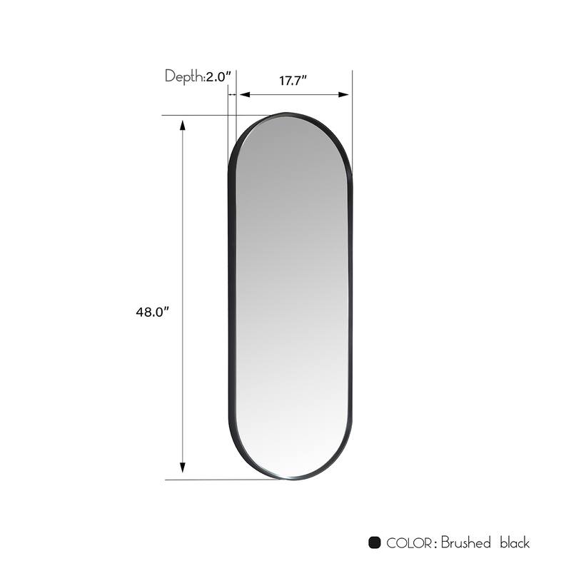 Vinnova Luarca 18 in. W x 48 in. H Oval Metal Wall Mirror