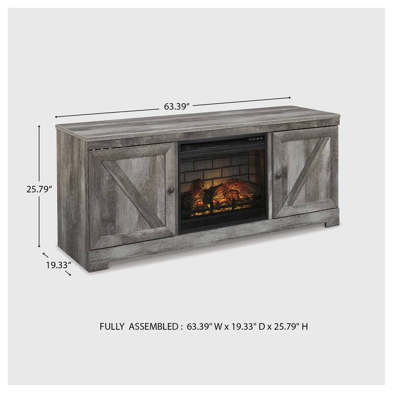 Signature Design by Ashley Wynnlow Gray 63" TV Stand for TVs up to 72" with Electric Fireplace - 63.5"W x 19.5"D x 26"H