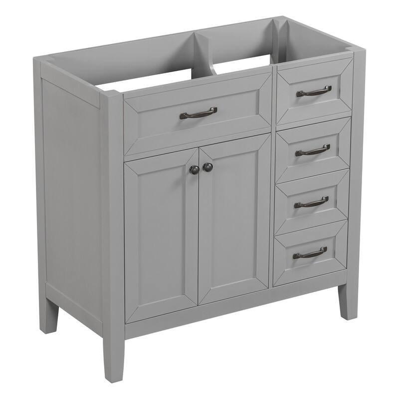 36" Bathroom Vanity without Sink, Cabinet Base Only, Bathroom Cabinet with Drawers, Solid Frame and MDF Board