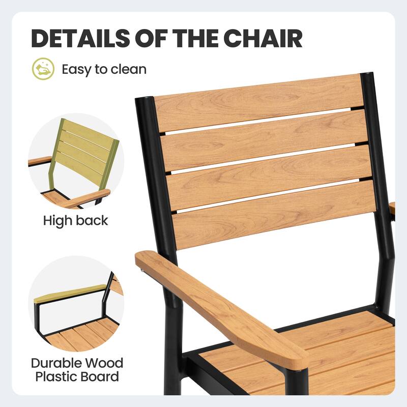 Outdoor Patio Dining Chairs Modern Aluminum Stackable Armchairs - See Picture