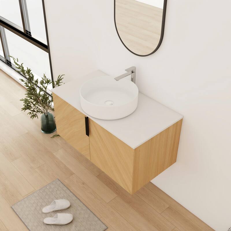 Bathroom Vanity With Sink In 30/36 Inch, Floating Bathroom Vanity With 2 Soft Close Doors