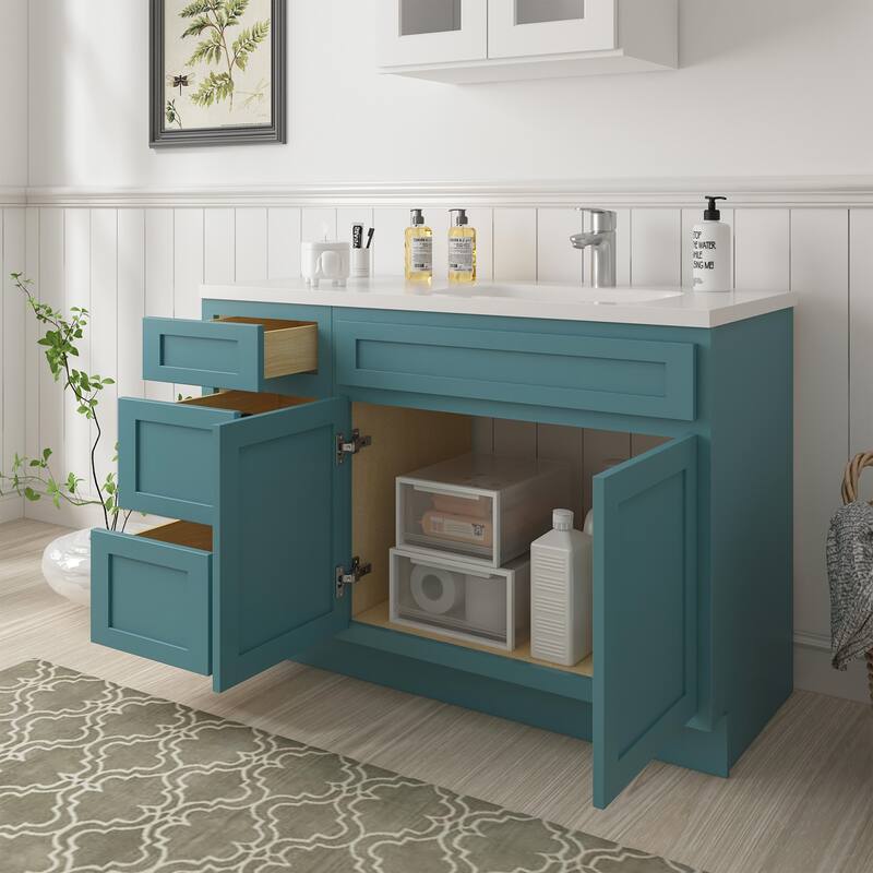 Vanity Art 45" Oak Freestanding Bathroom Vanity Cabinet without Top