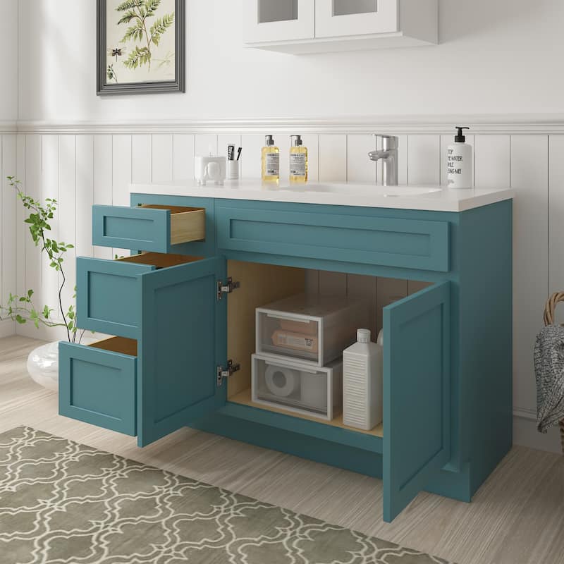 Vanity Art 54" Oak Freestanding Bathroom Vanity Cabinet without Top