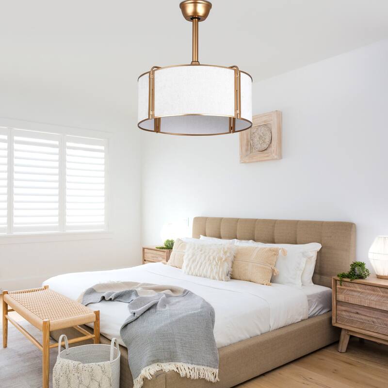 Bella Depot 19" Modern Caged Ceiling Fan with Light Kit and Remote Control 6-Speed Reversible DC Motor - 19”