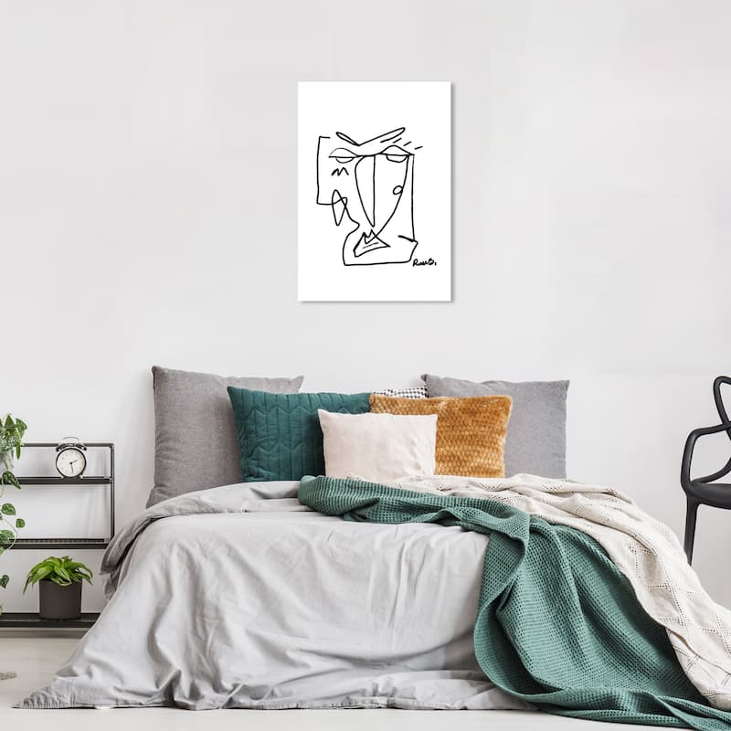 Wynwood Studio Canvas Abstract Angled Face II Black and Modern & Contemporary Wall Art Canvas Print - 24 x 16