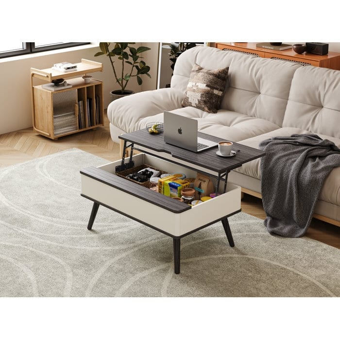 Elevatelux Rectangle Lift Top Square Coffee Table With Storage 37 x 23.5''