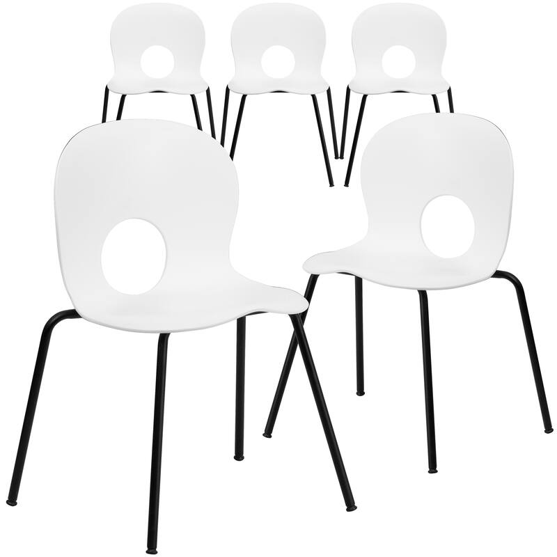 5 Pack 770 lb. Capacity Designer Plastic Stack Chair - White