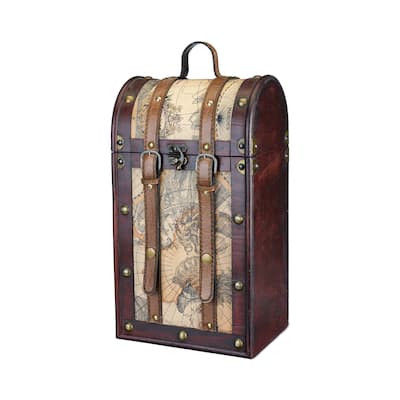 2 Bottle Old World Wooden Wine Box by Twine - 14.5" x 8.5"